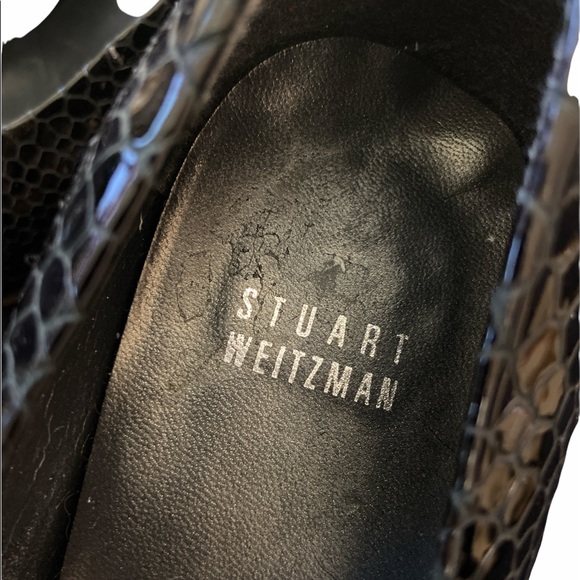STUART WEITZMAN Snakeskin Platform Open Toe Heels - Picture 6 of 7